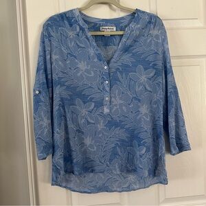 Tommy Bahama Blue Floral Cotton Blouse